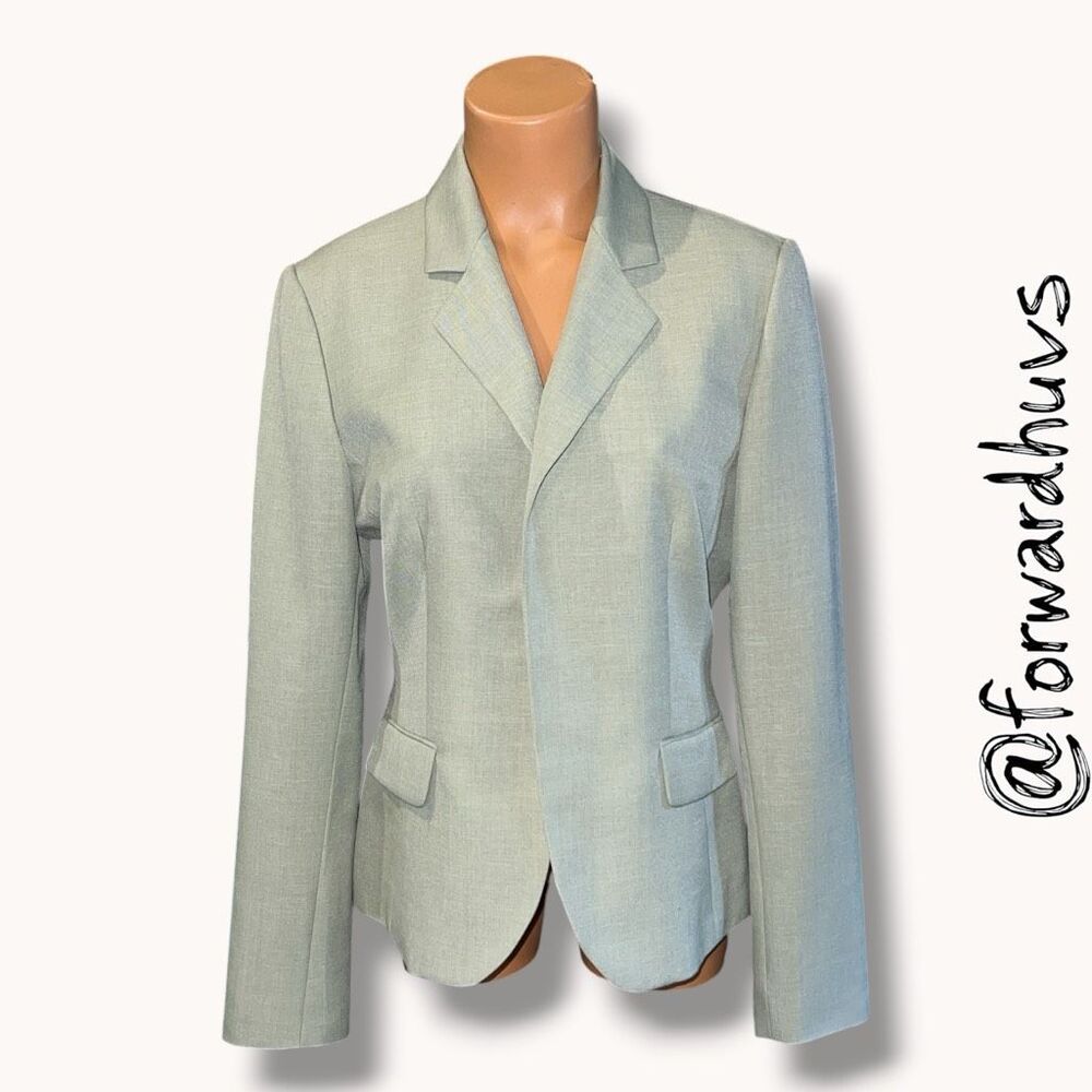 ☑️ 9 & Co. Suit Separates Open Front Career Blazer Light Sage Green Est. Medium